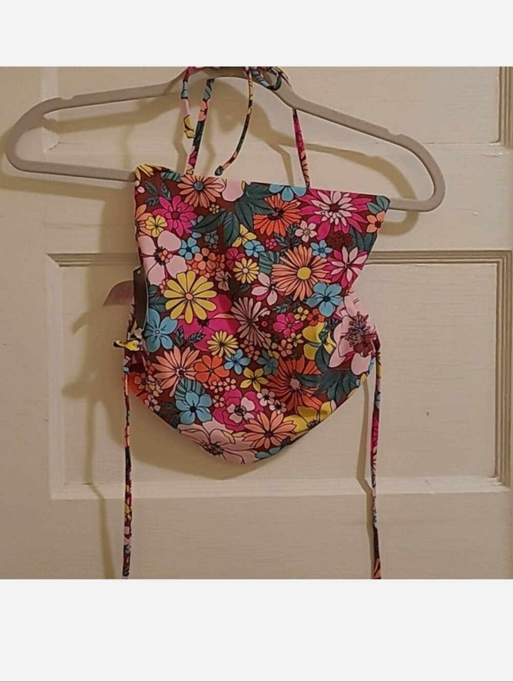Colorful Floral Tie-Back Tankini Top